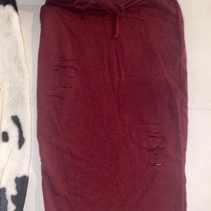 Burgundy cut up skirt